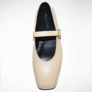 MASSIMO DUTTI Natural Square Ballet Flats With Buckled Strap